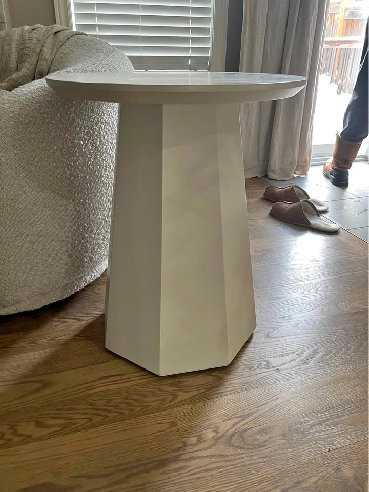 Modern Round Side Table Hexagon Base