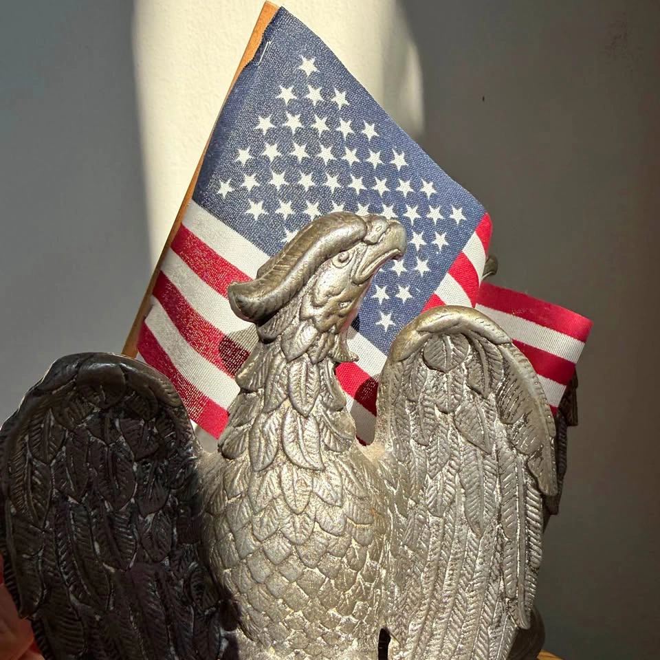 Pair of Vintage Cast Metal American Eagle Bookends