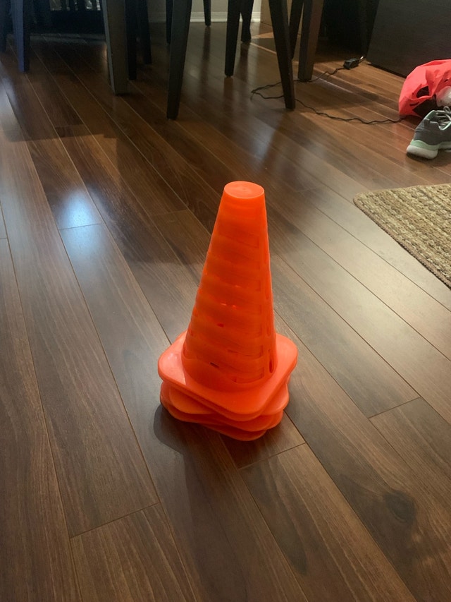 Set of small Orange traffic soccer Cones