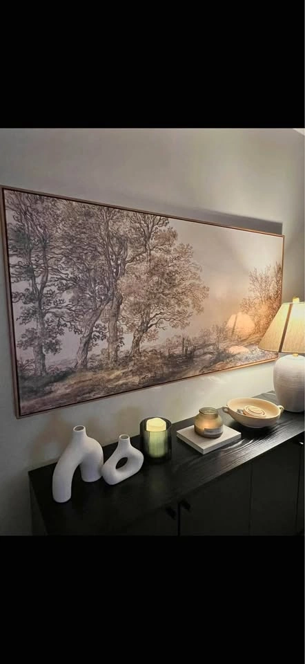 Moody modern framed artwork 60” x 30” wall art