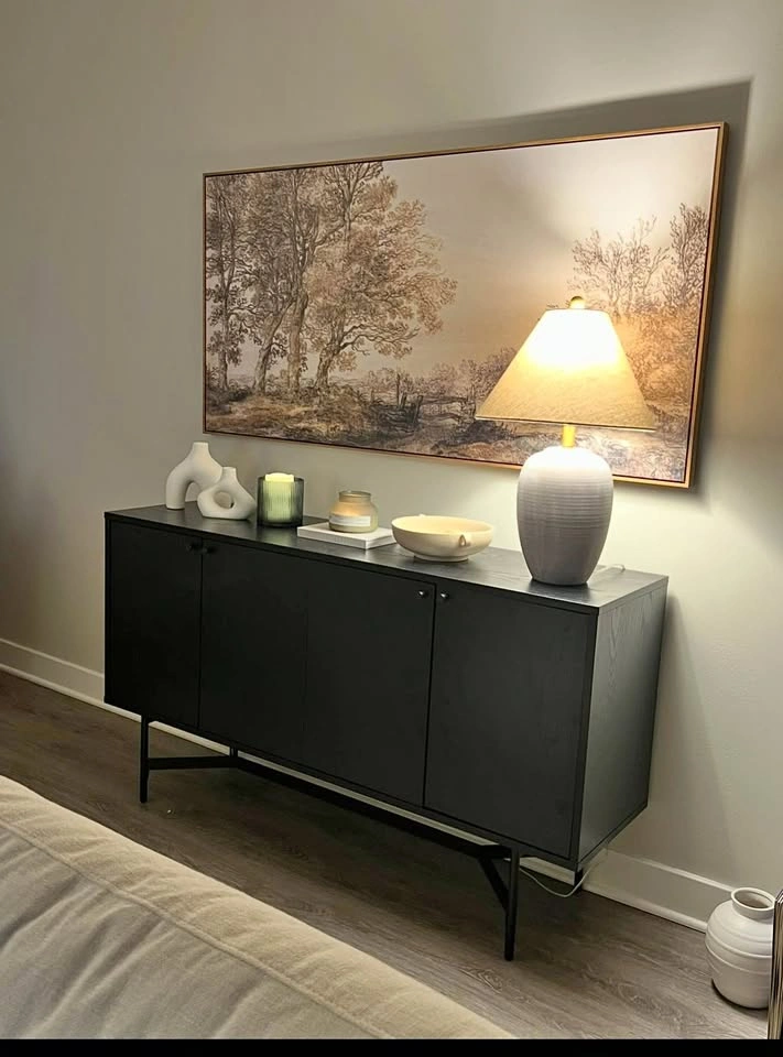 Black Wood Sideboard Cabinet MCM