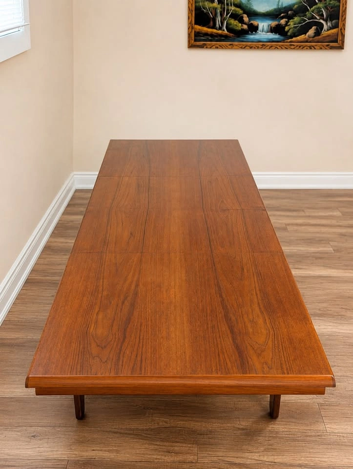 Danish Solid Teak Expandable Dining Table - 2 Leafs - MCM - photo 3
