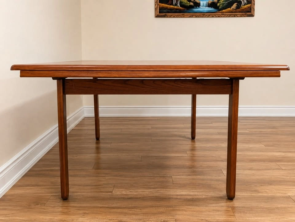 Danish Solid Teak Expandable Dining Table - 2 Leafs - MCM - photo 4