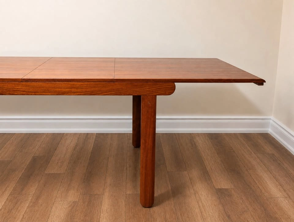 Danish Solid Teak Expandable Dining Table - 2 Leafs - MCM - photo 5