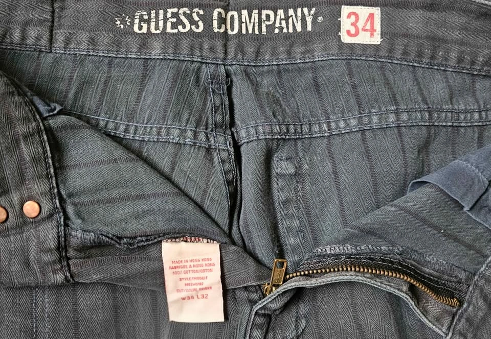 Vintage GUESS Company Dark Grey Pinstripe Wide Leg Jeans 34x32 - photo 3
