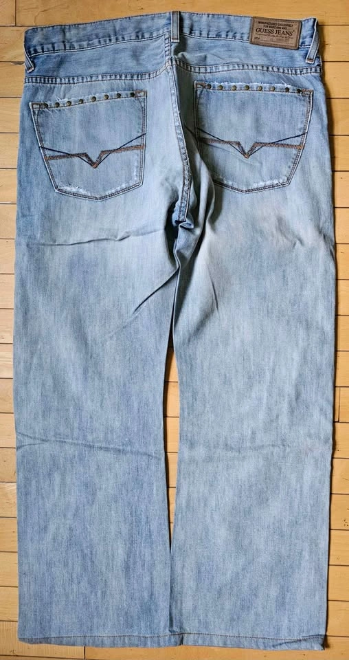 Vintage GUESS Premium Distressed Studded Light Wash Jeans - Size - photo 2