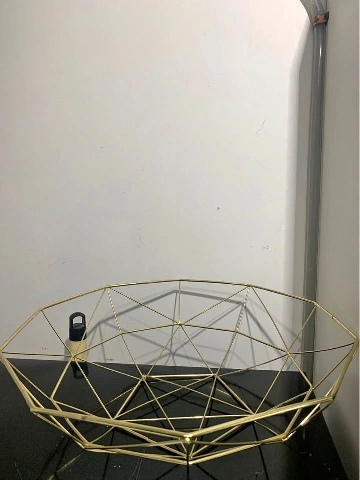 Gold Geometric Wire Basket Fruit Bowl