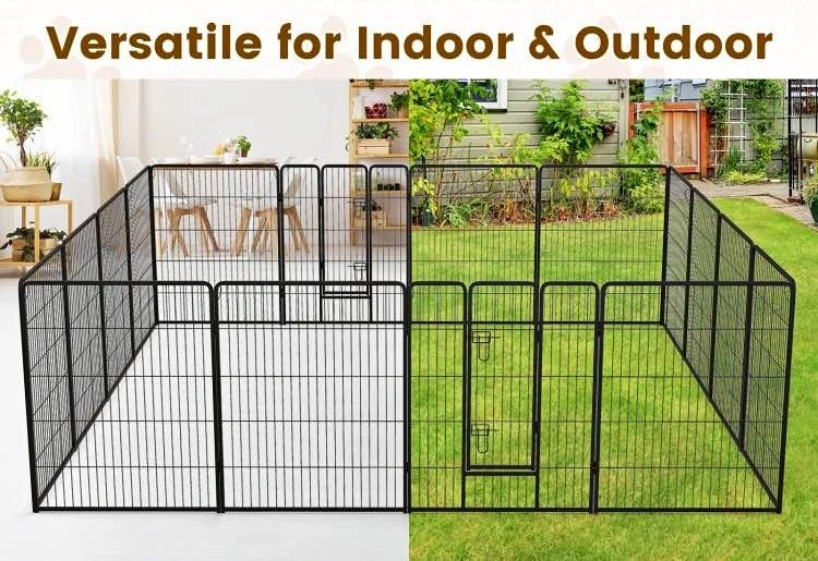 Costway 40” Heavy-Duty 16-Panel Dog Playpen – 2 Doors