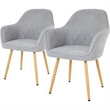 New-2 FDW METAL PU LEATHER CHAIRS, Gray
