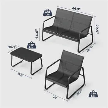 New EBERN DESIGNS 4PC Patio Conversation Set - photo 2