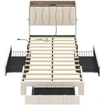 New ANCTOR DEILYN Upholstered Twin Bed with Charging Station - photo 2