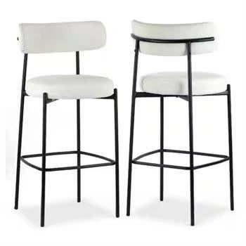 New 2 GLAMOUR HOME 27" AWEN Bar Stools - White Boucle - photo 2