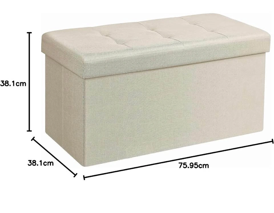 New 76cm Folding Storage Ottoman Bench, 300kg, Cream White - photo 3
