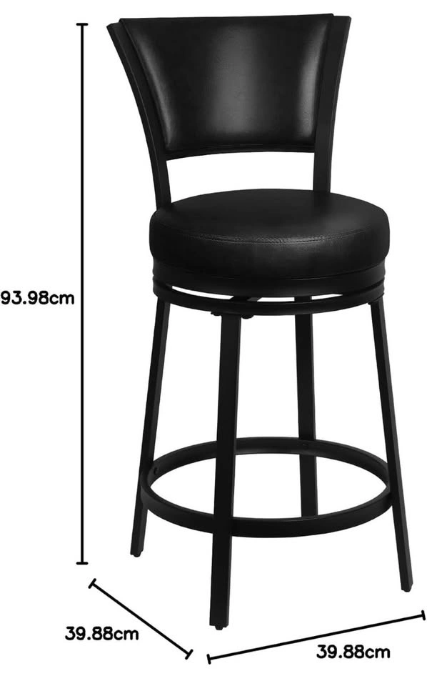 New-25" Counter Height Swivel Bar Stools with Backrest, Leather - photo 3