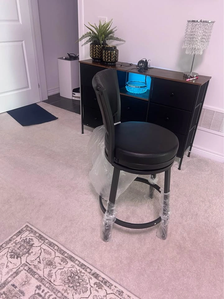 New-25" Counter Height Swivel Bar Stools with Backrest, Leather - photo 4