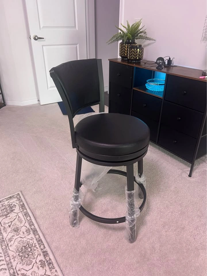 New-25" Counter Height Swivel Bar Stools with Backrest, Leather - photo 5