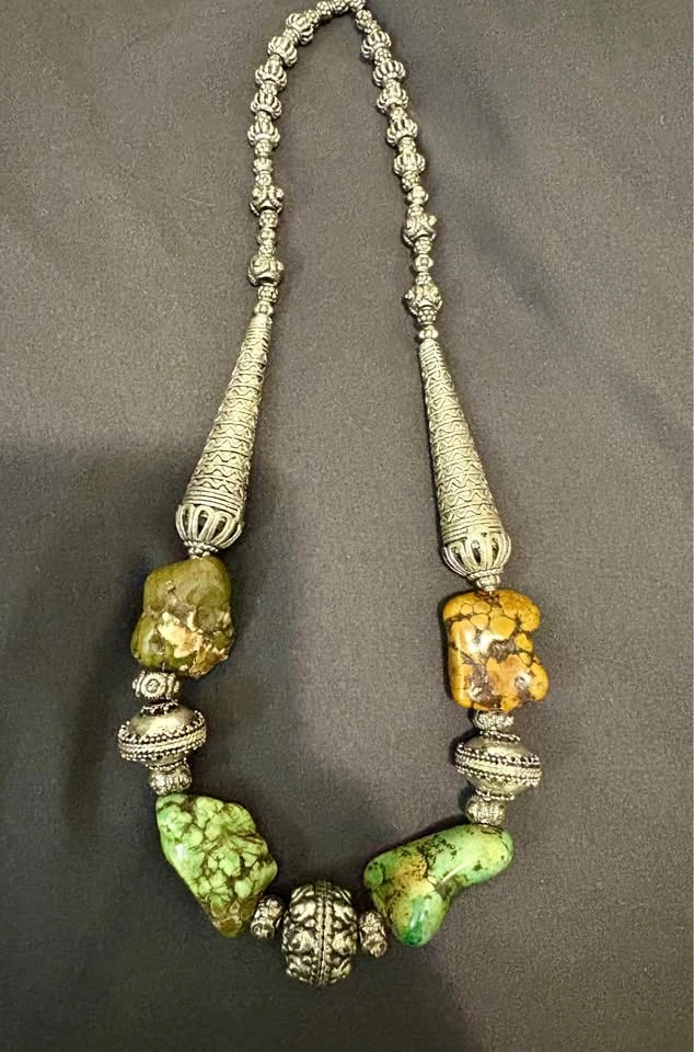 Turquoise & Metal Statement Necklace 18” - photo 2