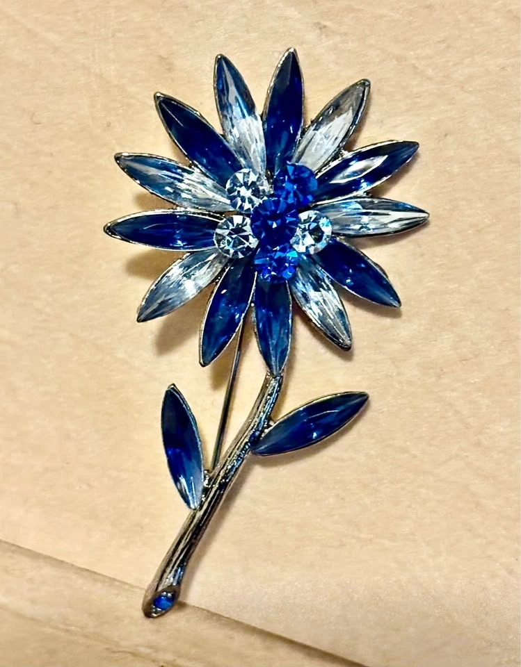 Blue Rhinestone Brooch