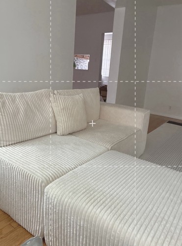 Beige Ribbed Corduroy Modular Sectional Sofa w/ Ottoman - photo 3