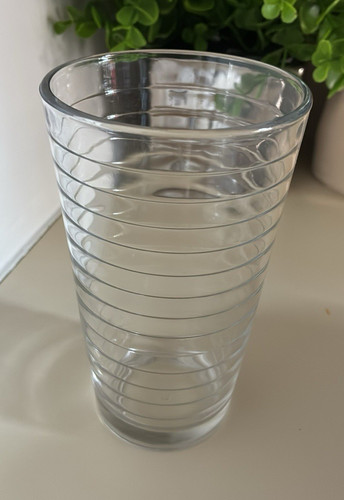 Clear Glass Tumbler Drinking Glass Horizontal Stripe Rings