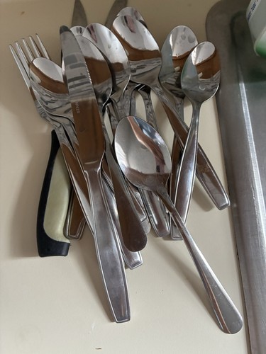 IKEA Stainless Steel Flatware Set Glossy Silver Solid Handles