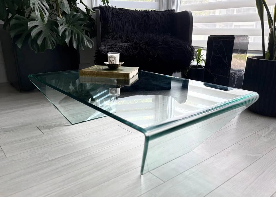 VINTAGE POST MODERN ITALIAN CURVED GLASS COFFEE TABLE! - photo 2