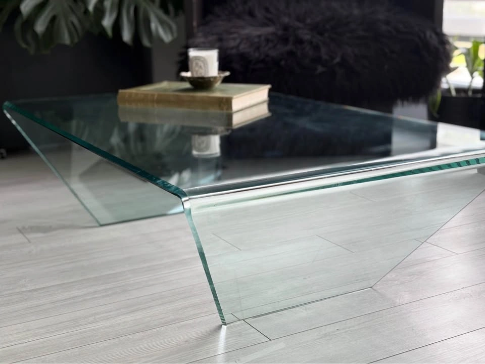 VINTAGE POST MODERN ITALIAN CURVED GLASS COFFEE TABLE! - photo 5