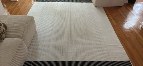 Beige/Black Striped Rectangle Area Rug 5 x 7 ft