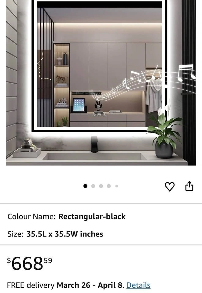S·BAGNO 36''x36'' LED Bathroom Mirror with Lights - photo 2