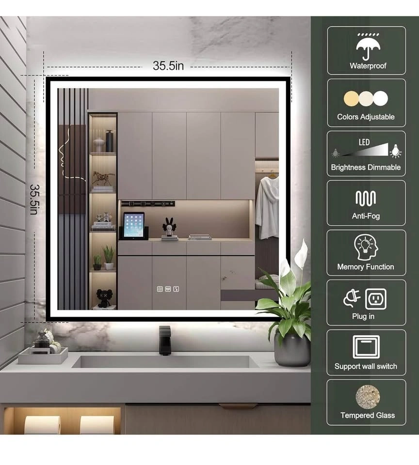 S·BAGNO 36''x36'' LED Bathroom Mirror with Lights - photo 3