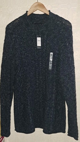 Tommy Hilfiger Men's LG 100% Cotton Indigo Cable-Knit Sweater - photo 2
