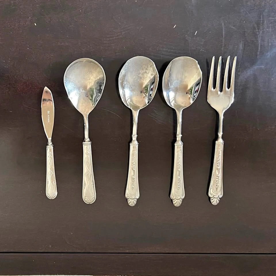 Silver-plated Serving Spoons Fork Butter Knife / made in Italy