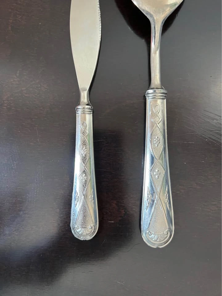 Silver-plated Serving Spoons Fork Butter Knife / made in Italy - photo 4