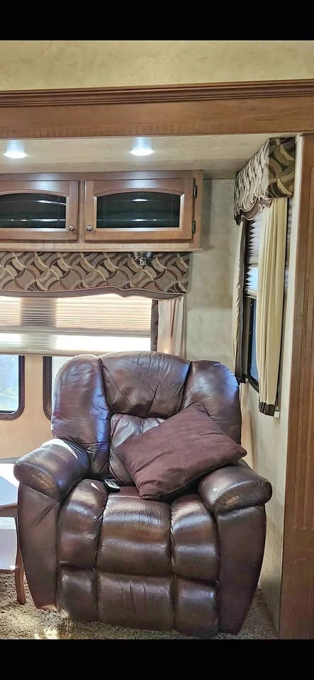 Burgundy Leather Recliner - remote controlled