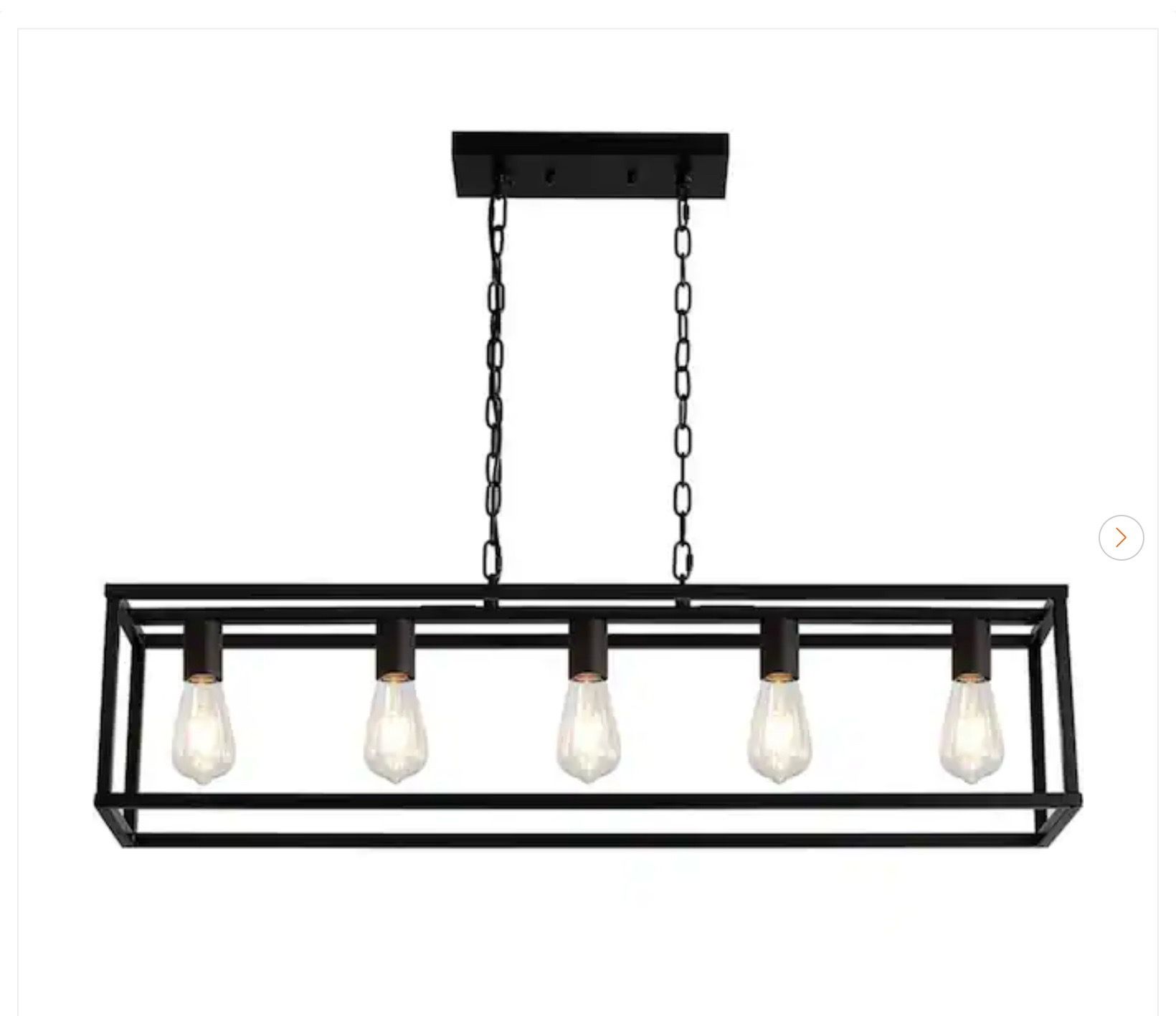 5-Light Matte Black Modern Linear Chandelier