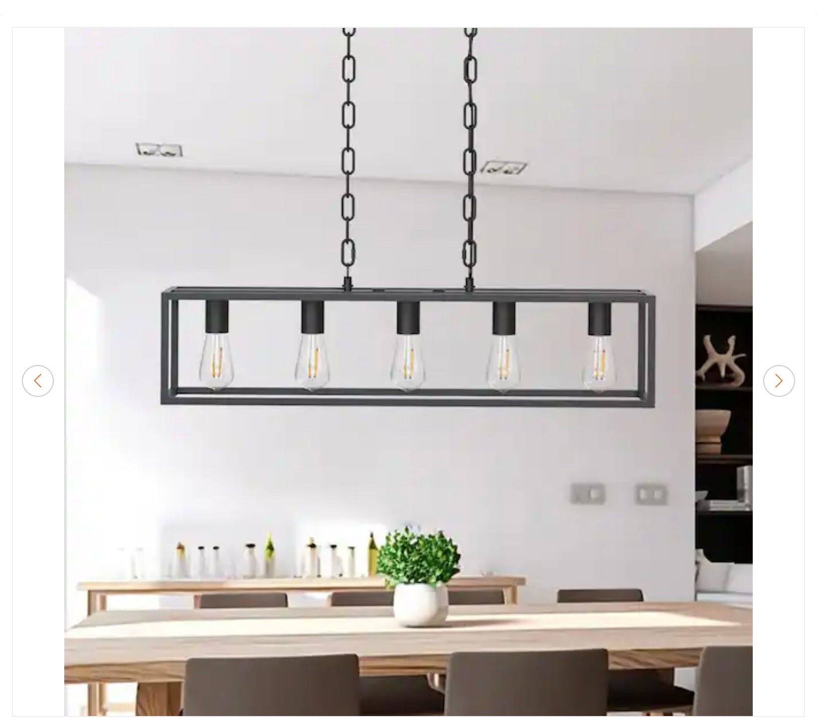 5-Light Matte Black Modern Linear Chandelier - photo 2