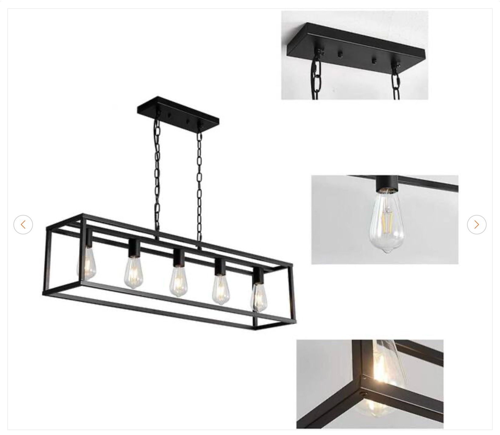 5-Light Matte Black Modern Linear Chandelier - photo 4