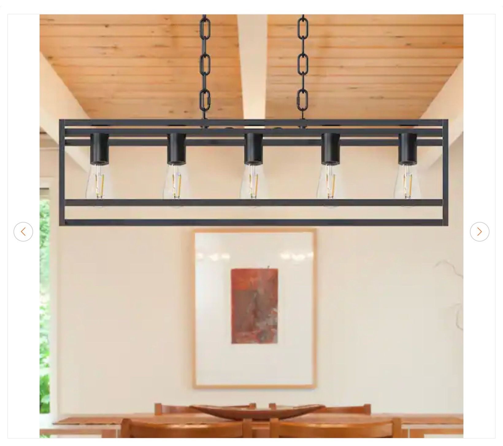 5-Light Matte Black Modern Linear Chandelier - photo 5
