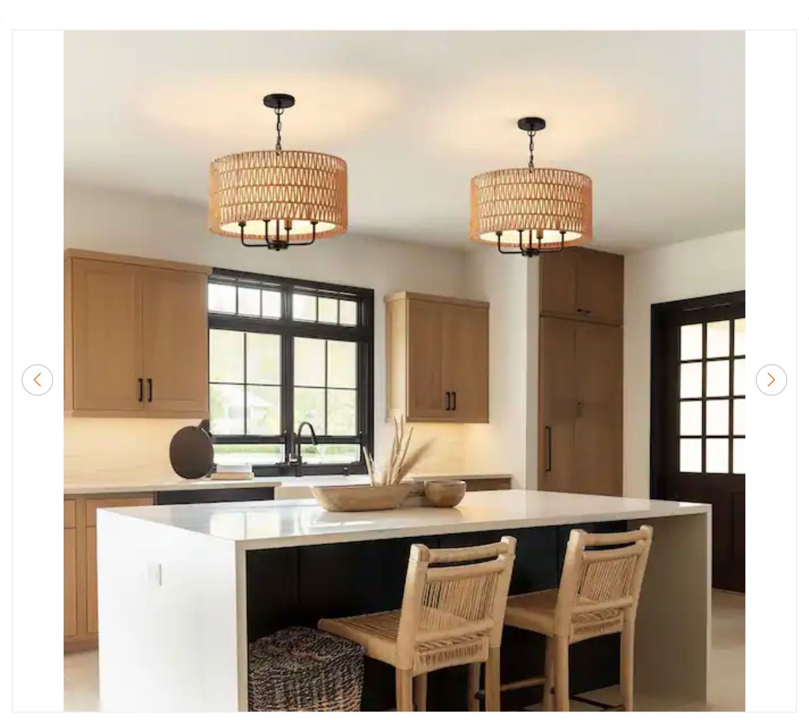 19.7 in. 4-Light Rattan Yellow Bohemian Chandelier - photo 2