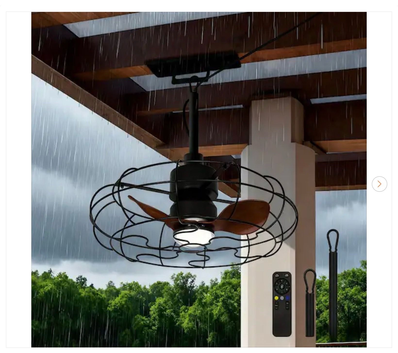 20 in. Outdoor Black Wet Rated Gazebo Ceiling Fan - New