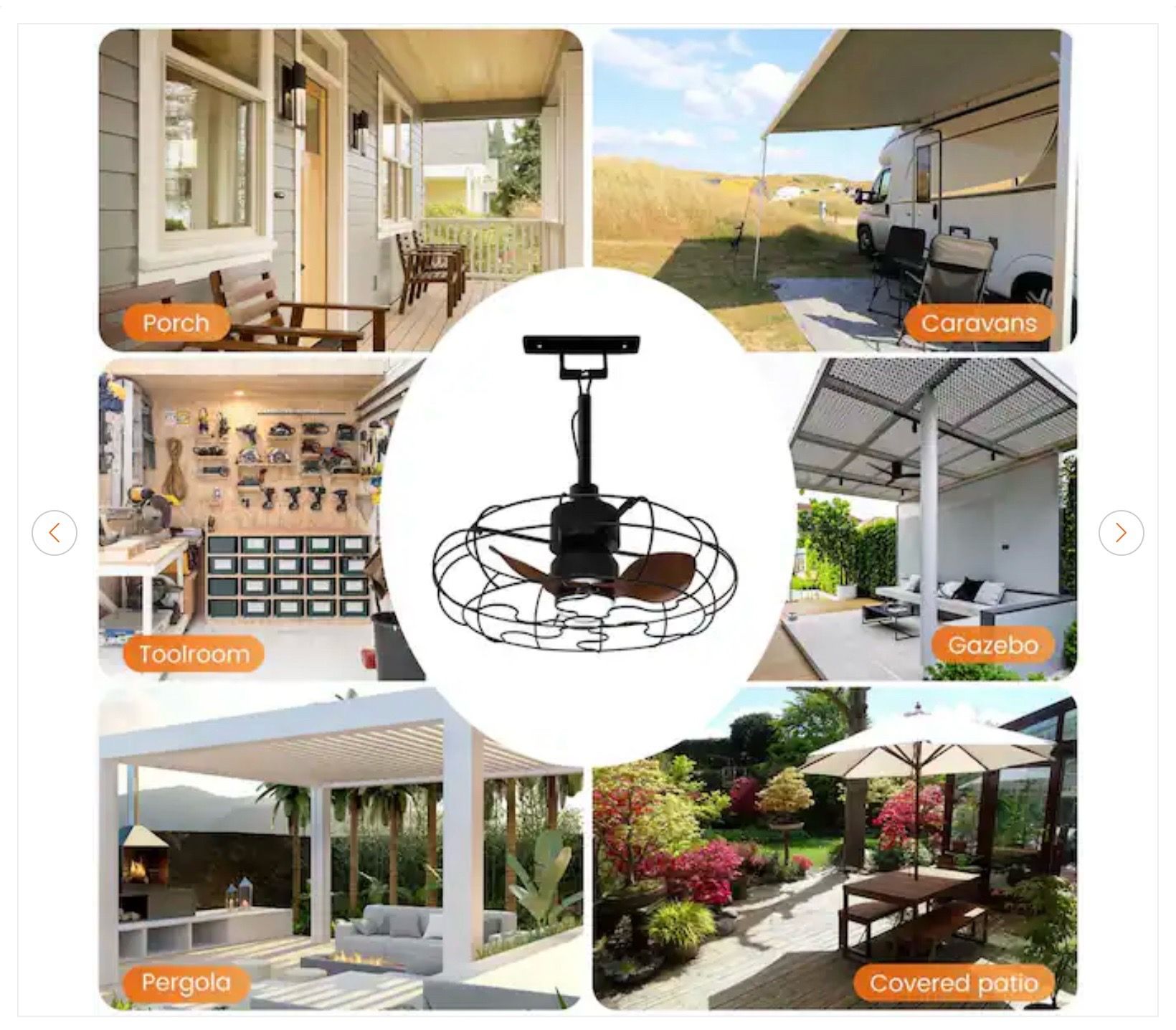 20 in. Outdoor Black Wet Rated Gazebo Ceiling Fan - New - photo 2