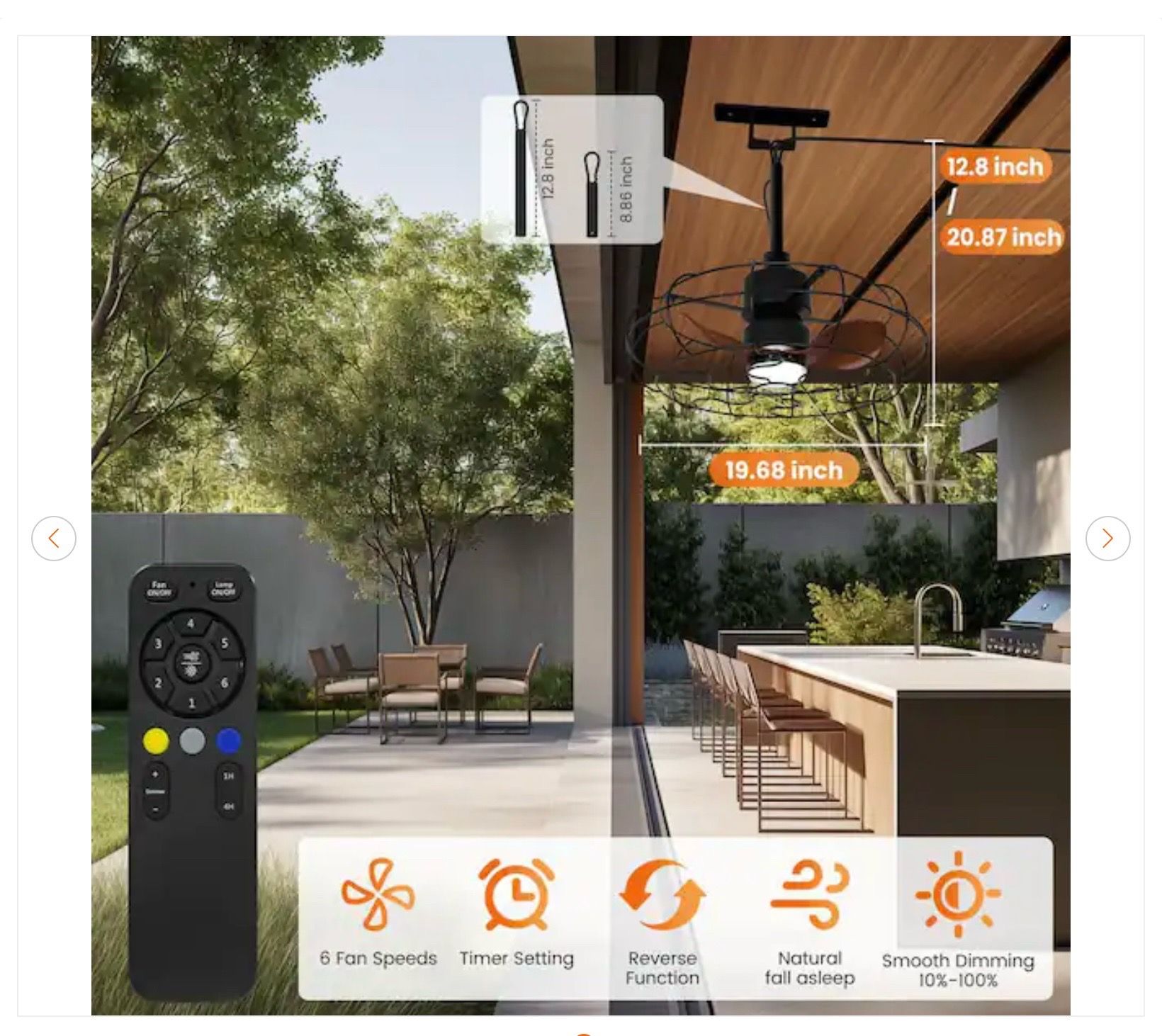 20 in. Outdoor Black Wet Rated Gazebo Ceiling Fan - New - photo 3