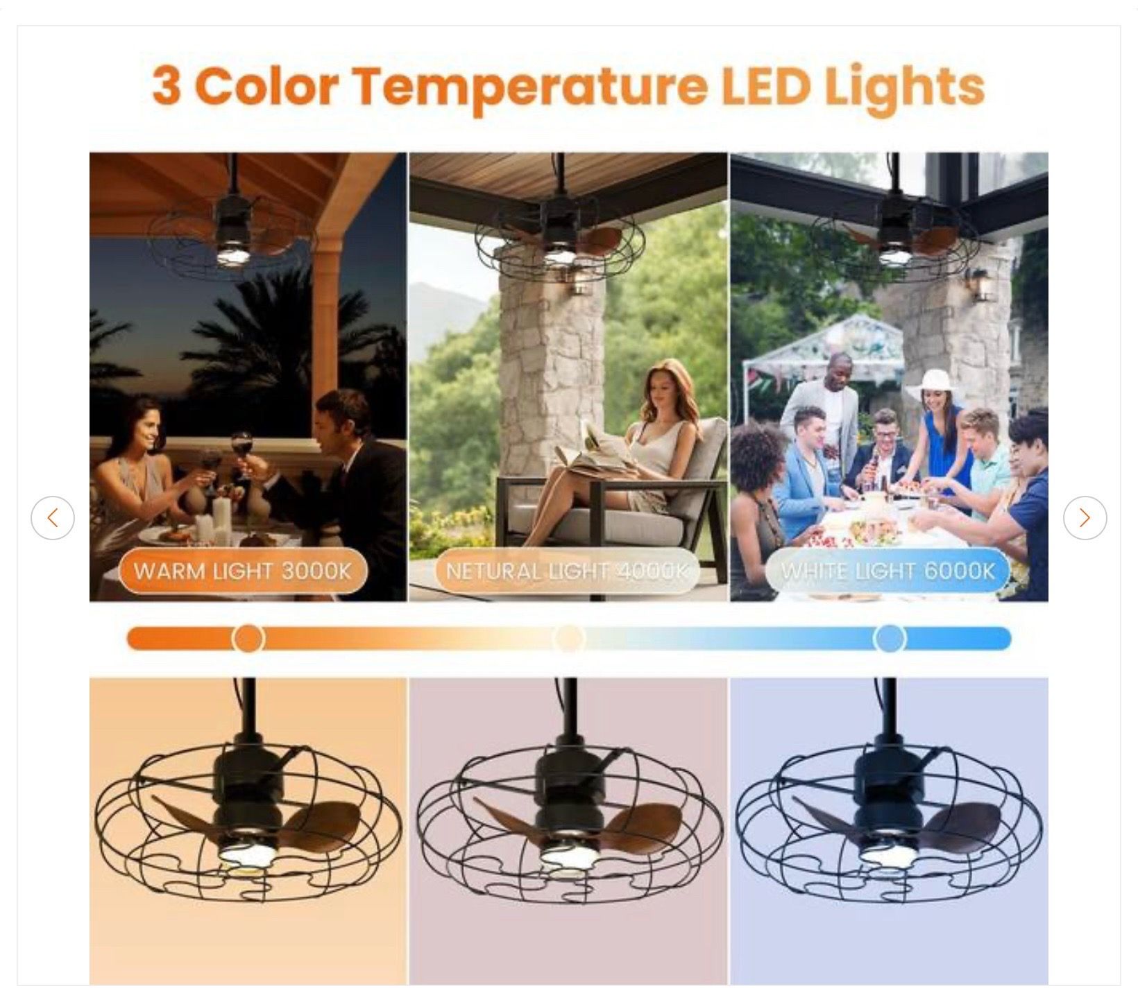 20 in. Outdoor Black Wet Rated Gazebo Ceiling Fan - New - photo 5