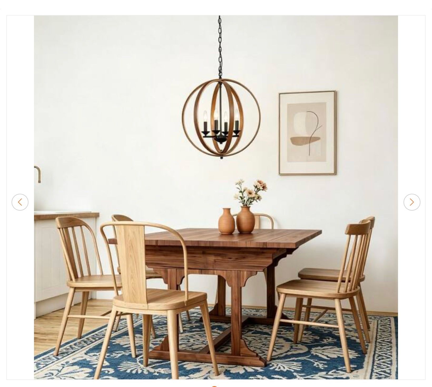 Modern Farmhouse 20 in. 4-Light Black Iron Orb Chandelier - photo 3
