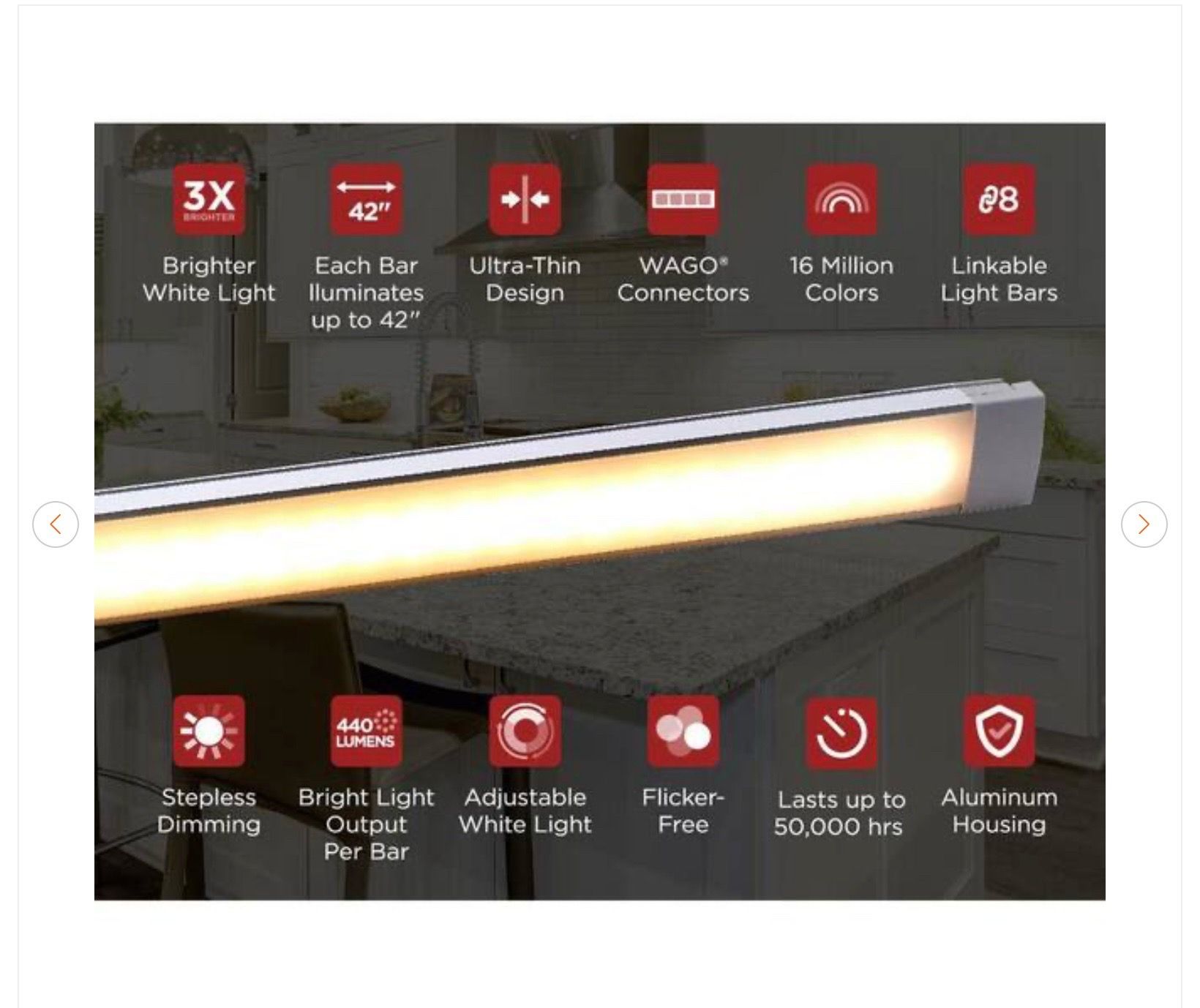 BLACK+DECKER 18 in. LED Linkable Under Cabinet Light Bar - 3pk - photo 2