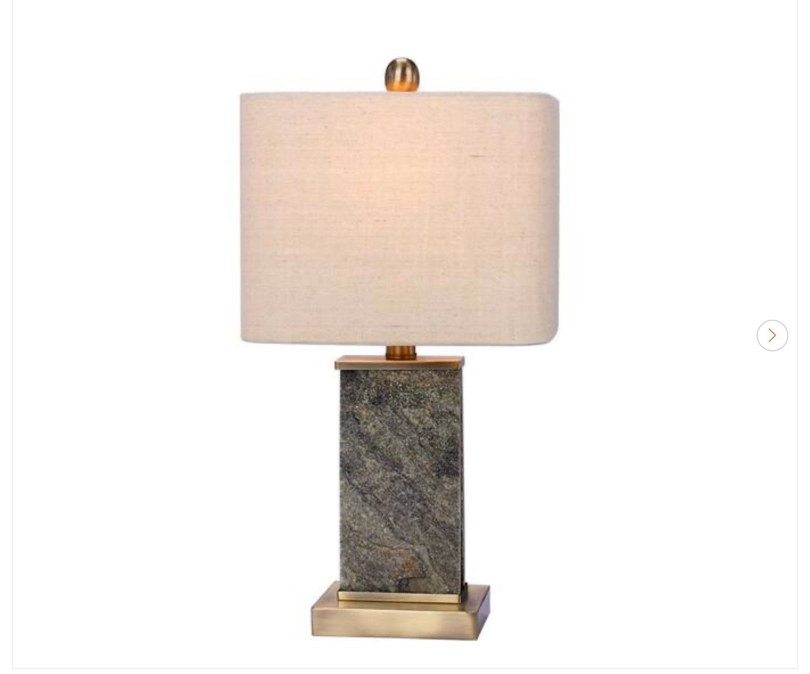 19 in. Natural Stone and Antique Brass Table Lamp - New