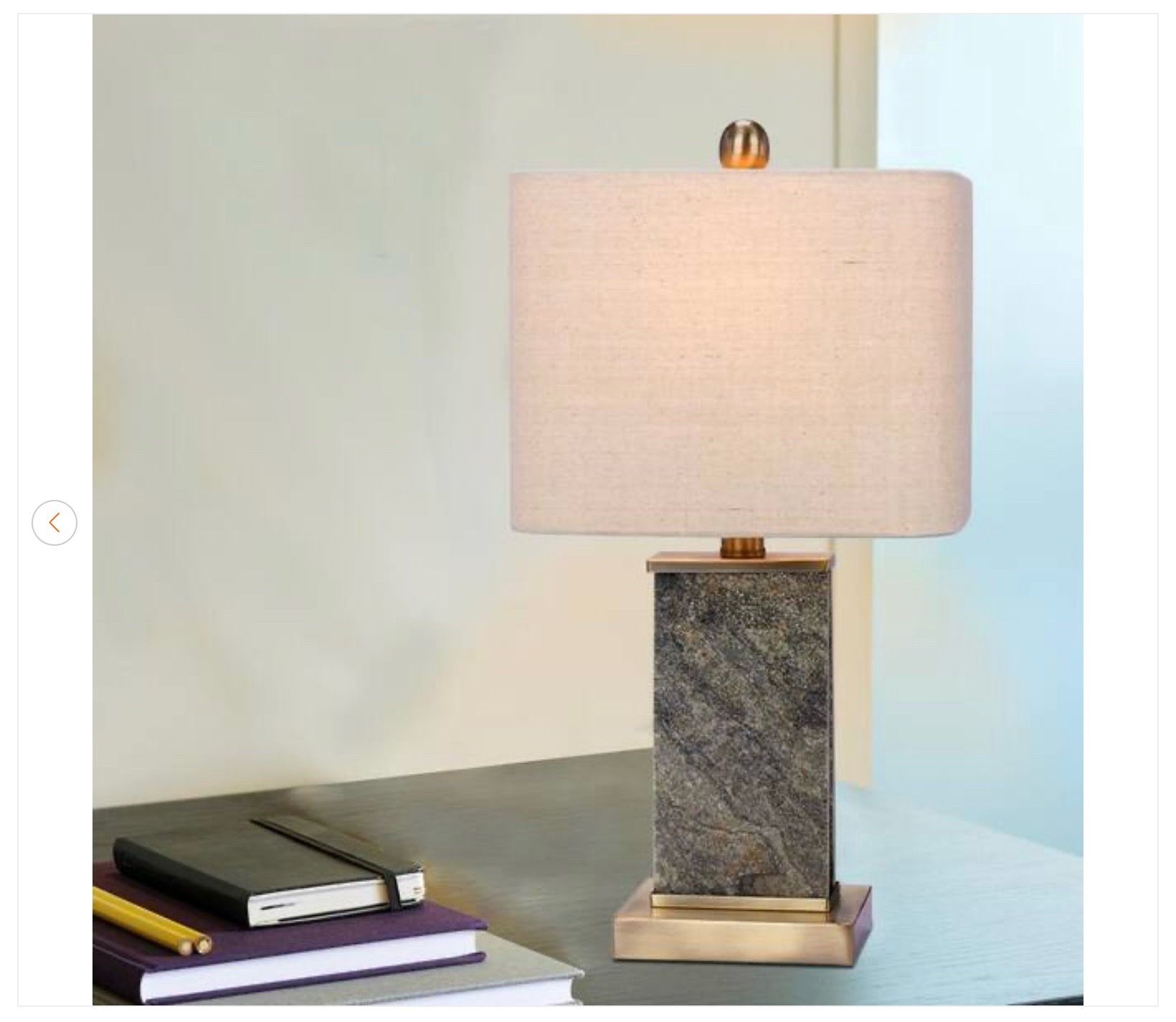 19 in. Natural Stone and Antique Brass Table Lamp - New - photo 2