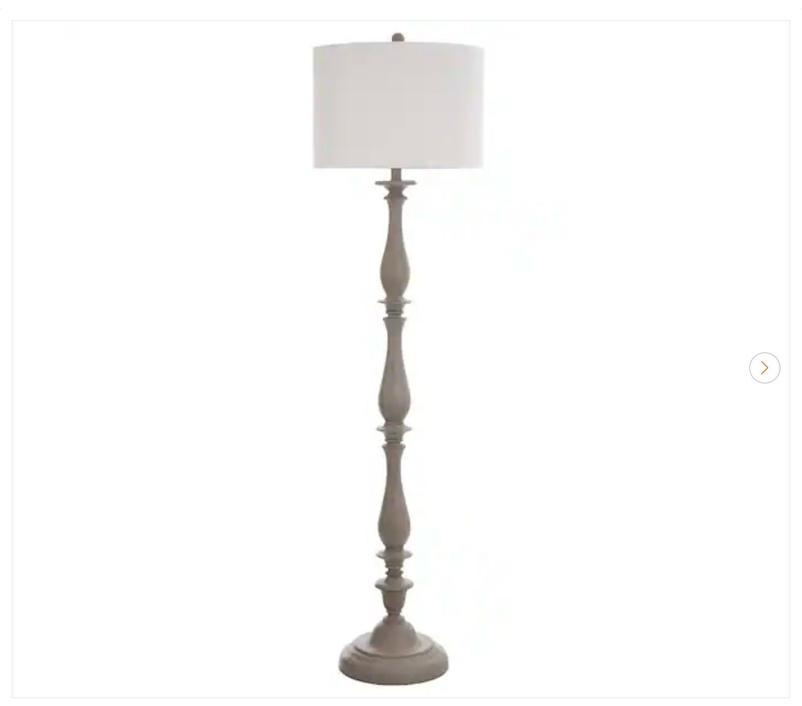 61 in. Distressed Gray Floor Lamp with Taupe Silk Shade - New