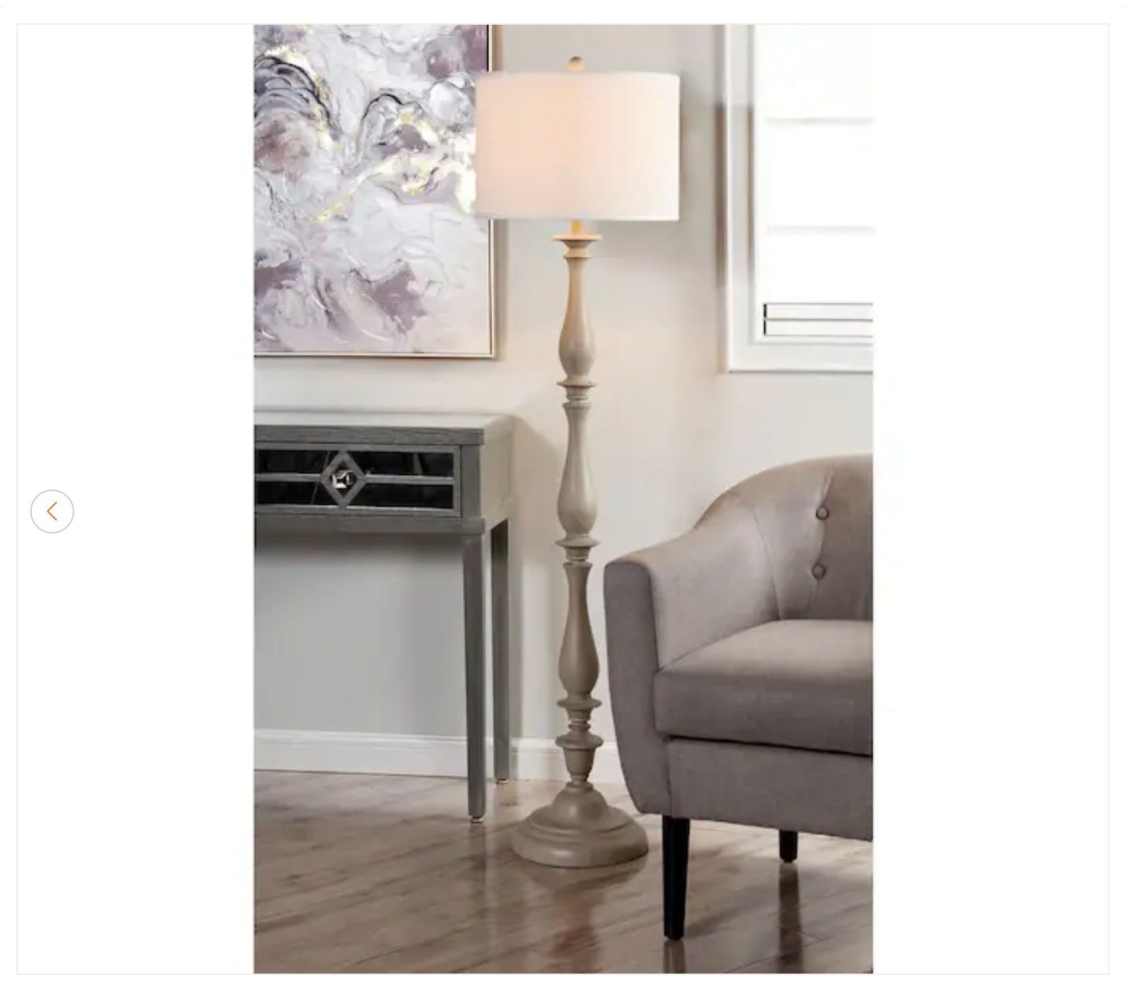 61 in. Distressed Gray Floor Lamp with Taupe Silk Shade - New - photo 5