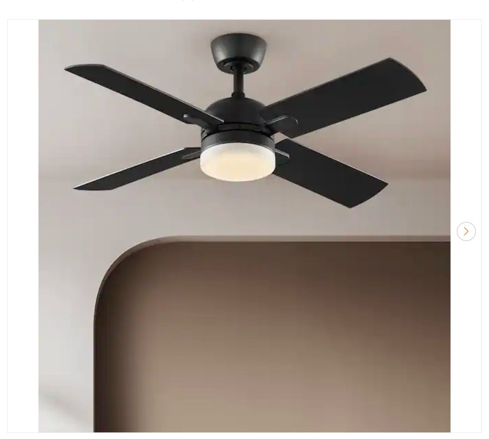Hampton Bay Letta 42 in. LED Indoor Matte Black Ceiling Fan